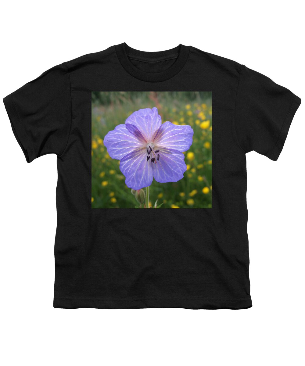 Meadow Cranesbill Youth T-Shirt featuring the photograph Meadow Cranesbill Geranium pratense by Matthias Hauser