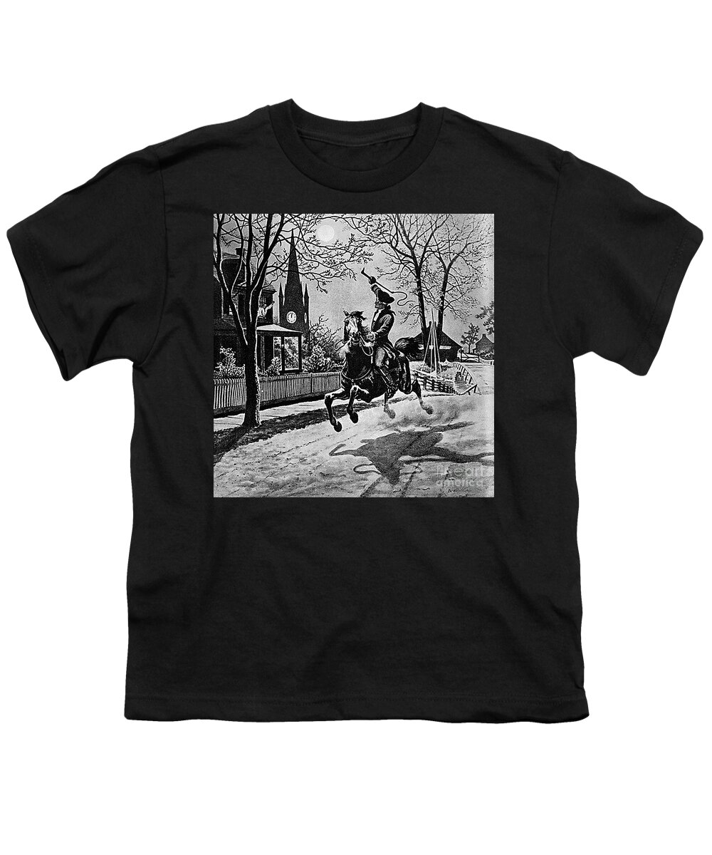 History Youth T-Shirt featuring the photograph Paul Revere, Midnight Ride, April 18th by Photo Researchers