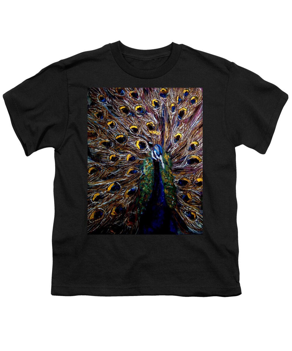 Peacock Youth T-Shirt featuring the painting Peacock 1 by Amanda Dinan