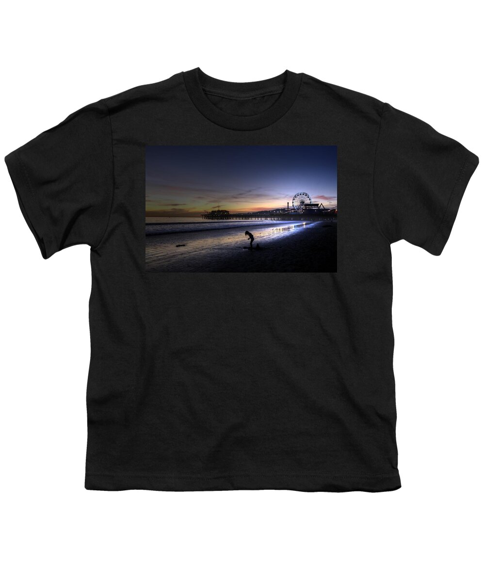 Santa Monica Pier Youth T-Shirt featuring the photograph Pier Child by Richard Omura