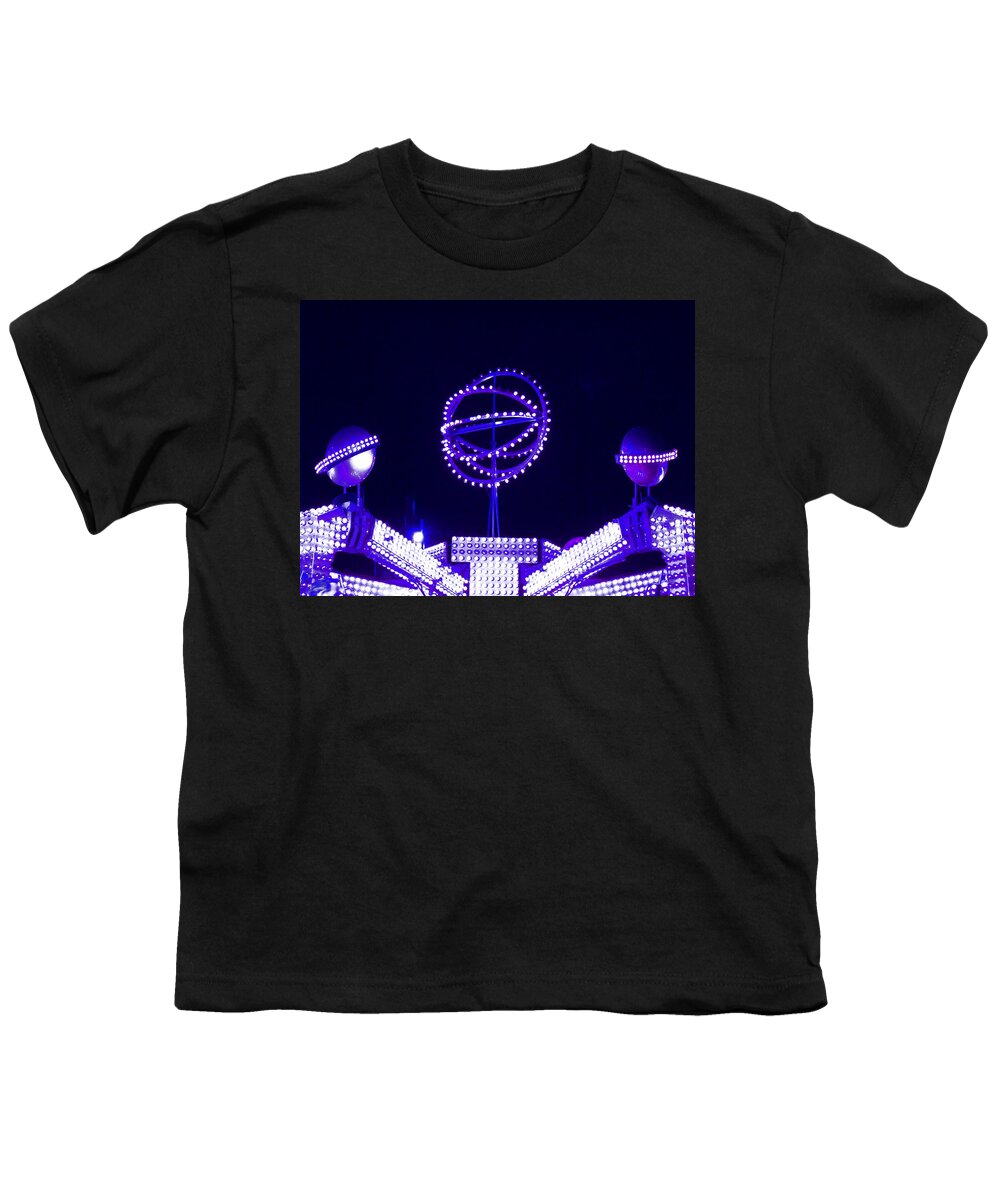 Art Deco Carnival Ride Youth T-Shirt featuring the photograph Purple Lovers Ride 4 Free by Kym Backland