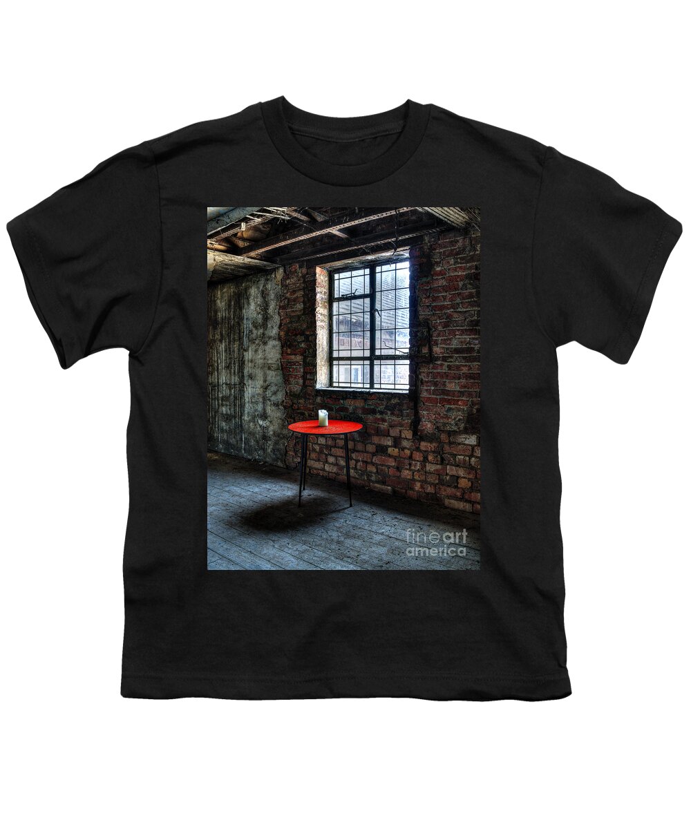 Abandoned Youth T-Shirt featuring the photograph Red table by Steev Stamford