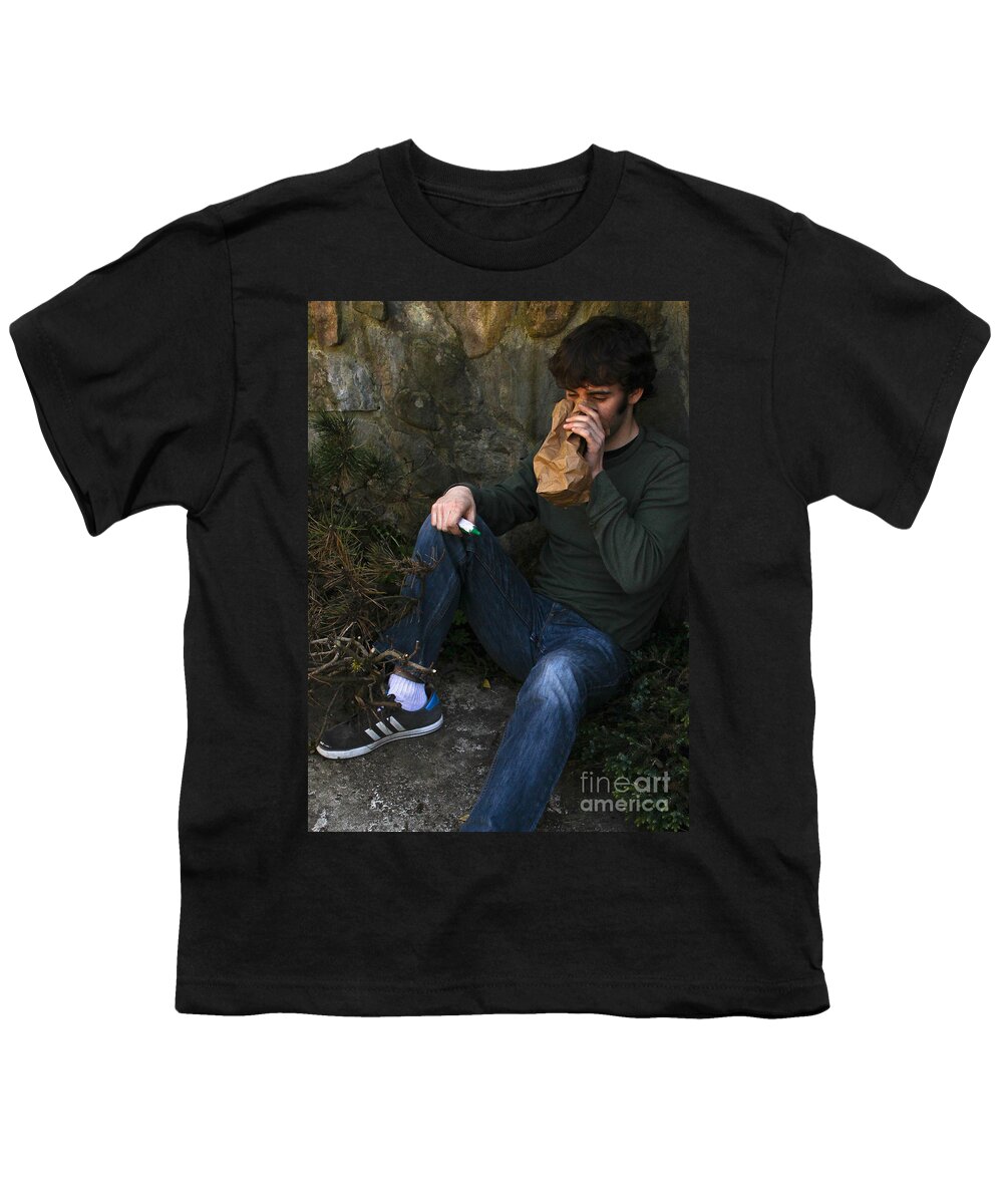People Youth T-Shirt featuring the photograph Sniffing Glue by Photo Researchers, Inc.