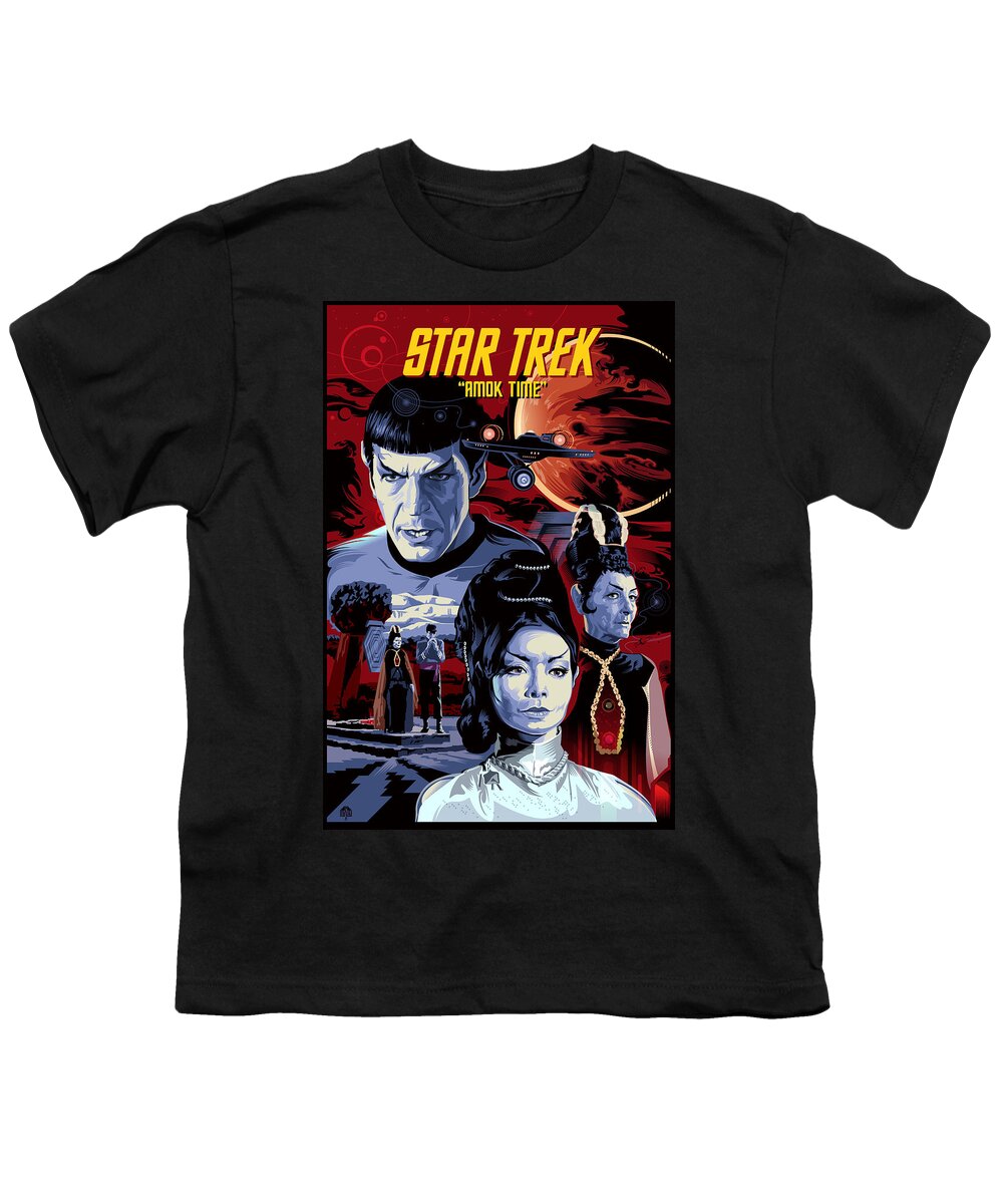 Sci-fi Portrait Collection Youth T-Shirt featuring the painting Star Trek Amok Time by Garth Glazier