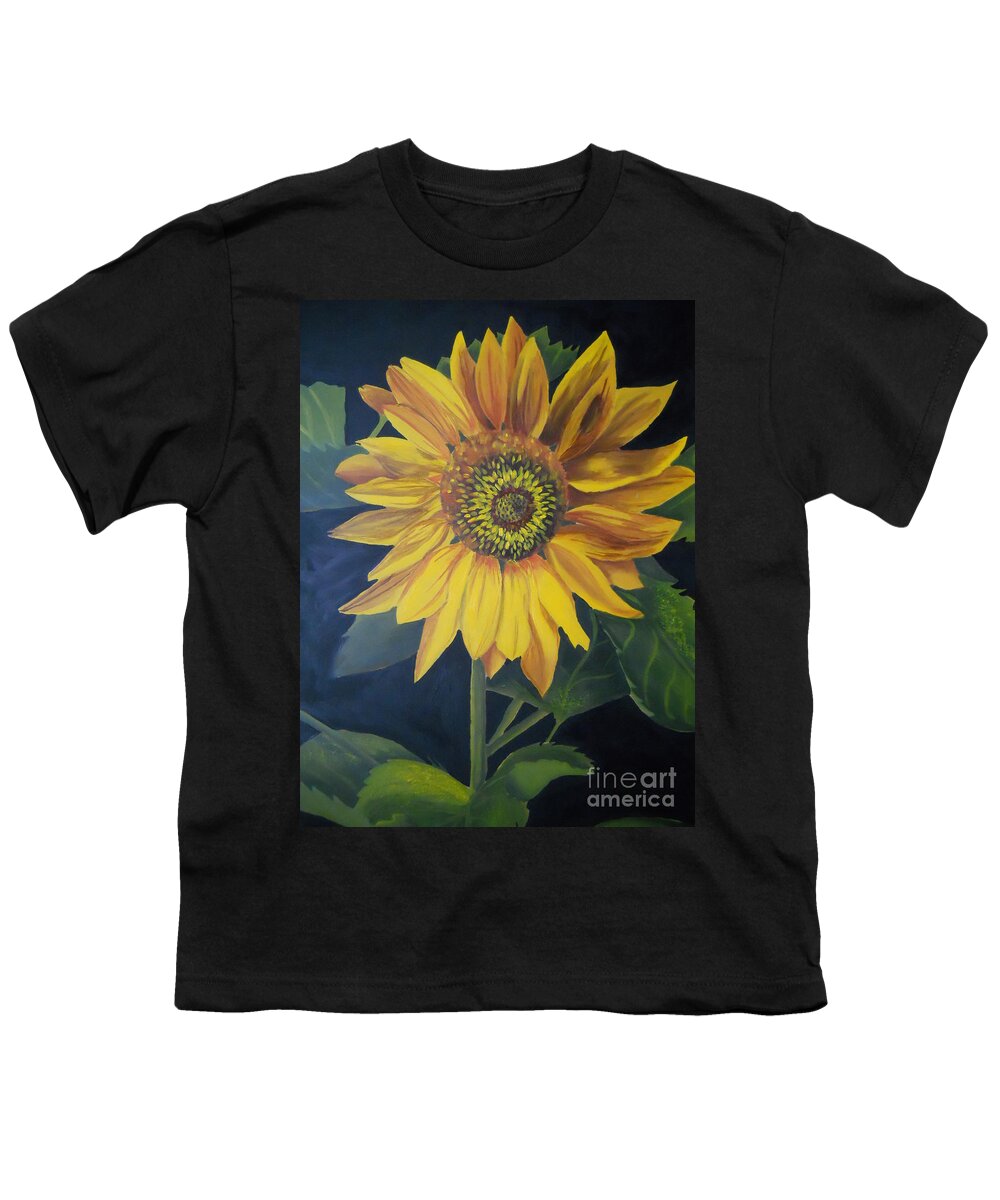 Sunflower Youth T-Shirt featuring the painting Sunflower by Yenni Harrison