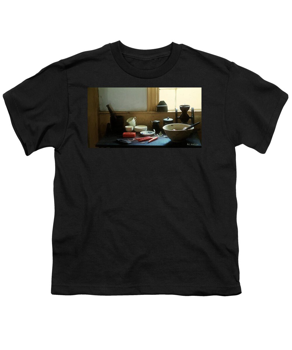Kitchen Youth T-Shirt featuring the painting The Cook's Table by RC DeWinter