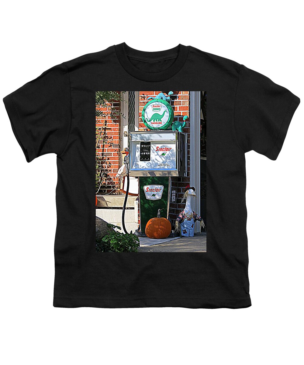 Vintage Youth T-Shirt featuring the photograph Vintage Sinclair Dino Gas Pump by Kay Novy