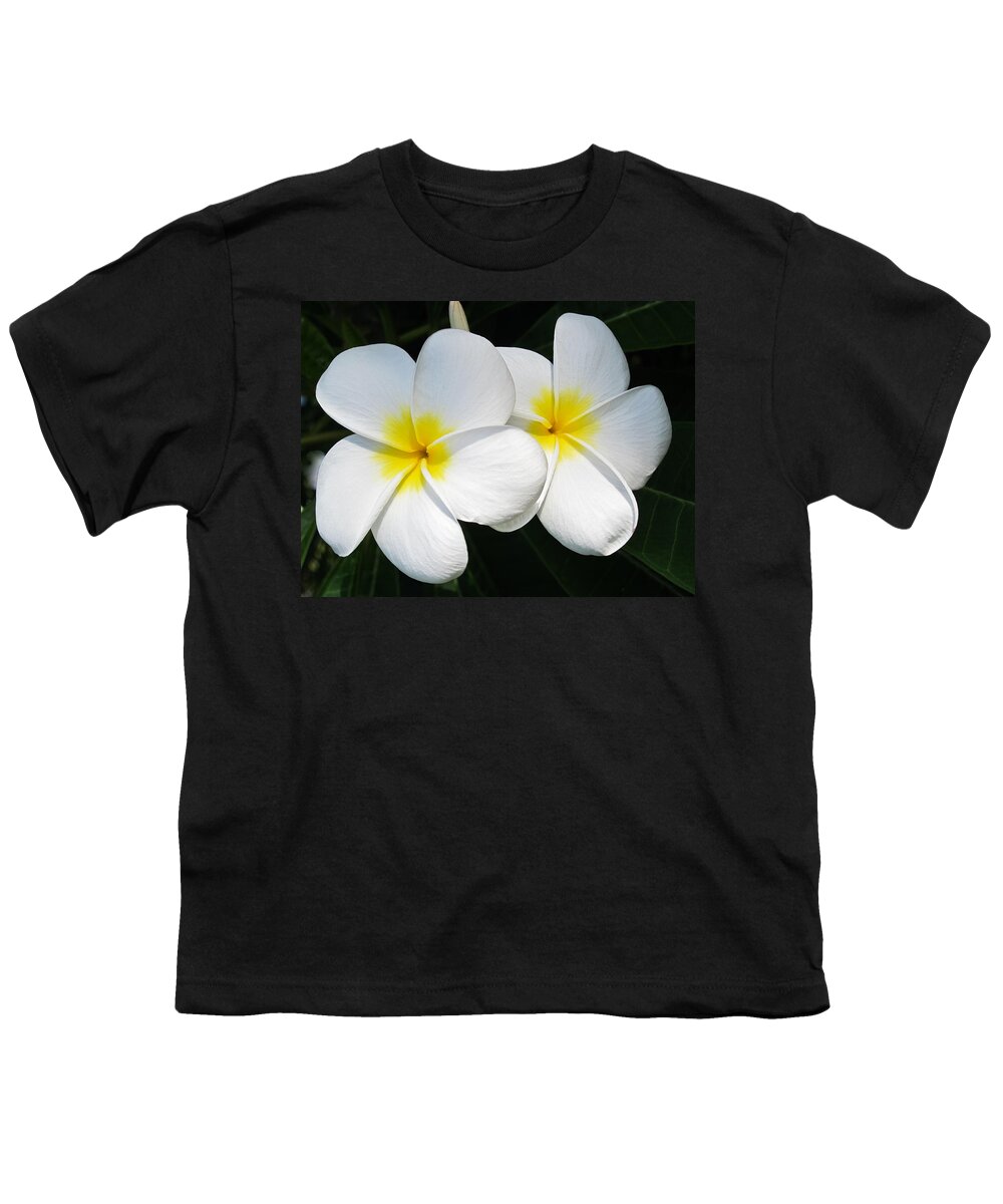 Plumeria Youth T-Shirt featuring the photograph White Plumerias by Shane Kelly