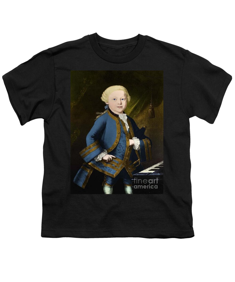 History Youth T-Shirt featuring the photograph Young Wolfgang Amadeus Mozart, Austrian by Omikron