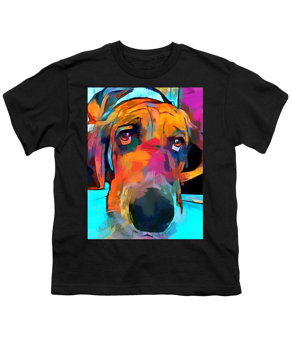 Basset Hound Youth T-Shirt featuring the painting Basset Hound #1 by Chris Butler