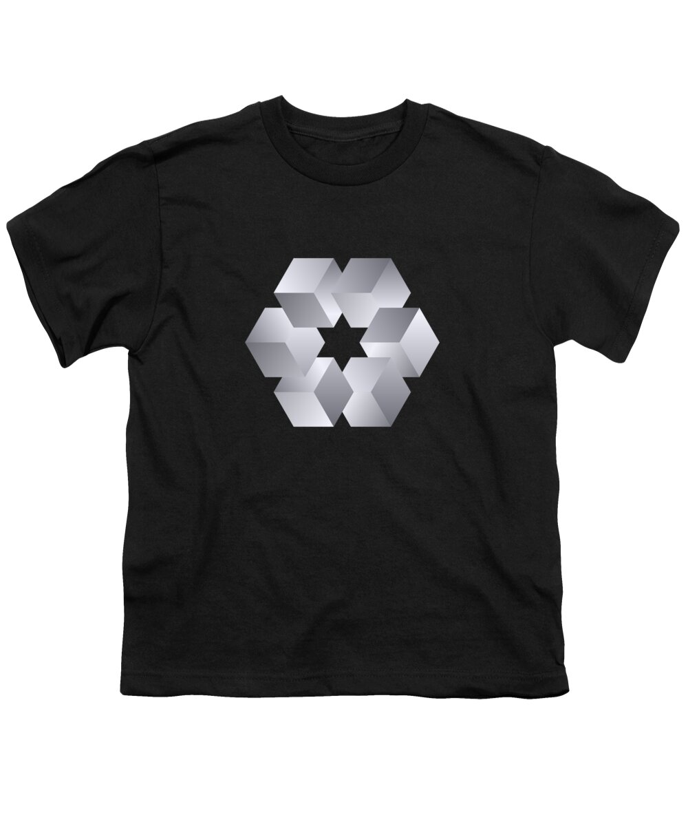 Pattern Youth T-Shirt featuring the digital art Cube Star by Pelo Blanco Photo