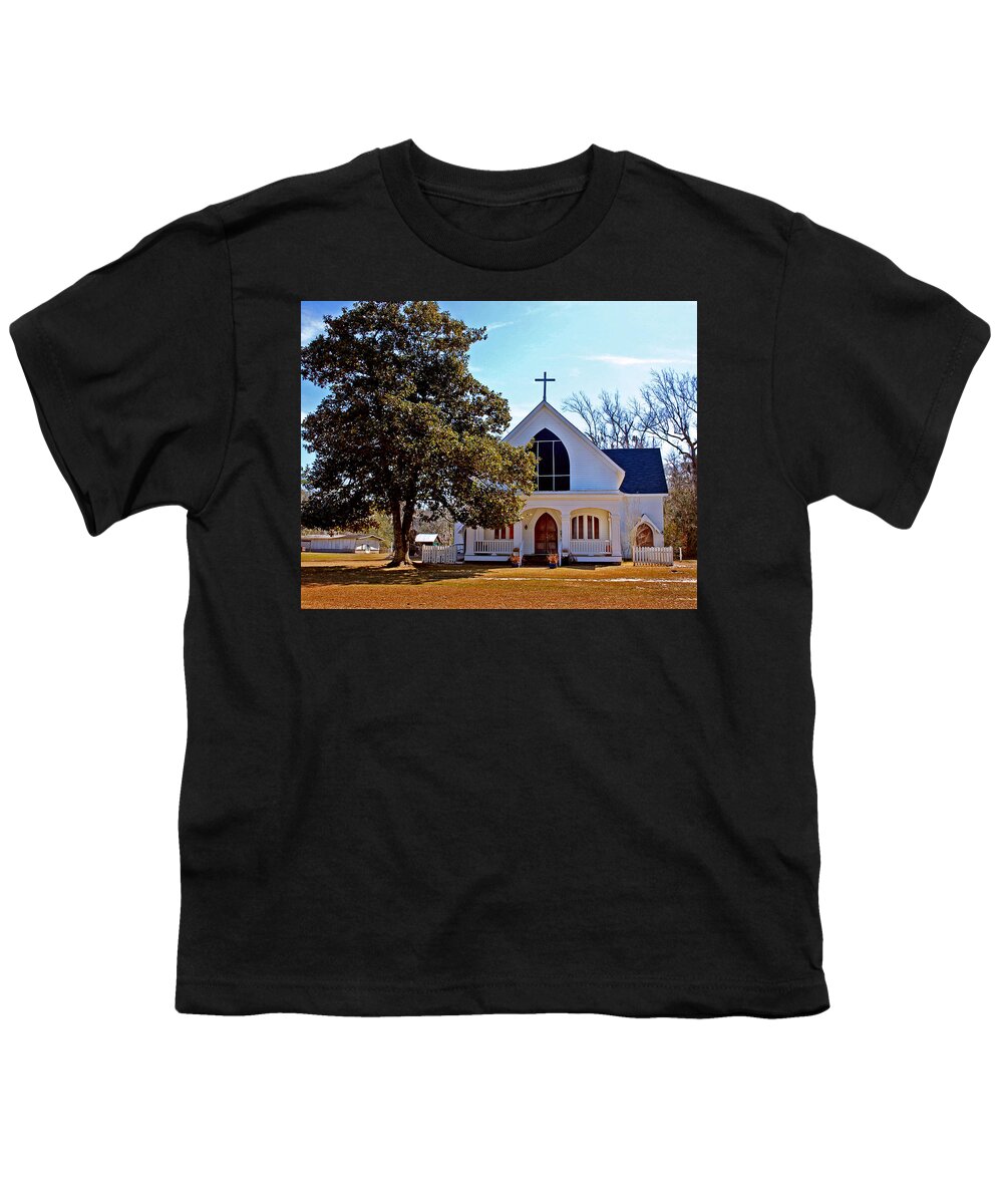 Church Youth T-Shirt featuring the painting Fairhope Sacred Heart Church #1 by Michael Thomas