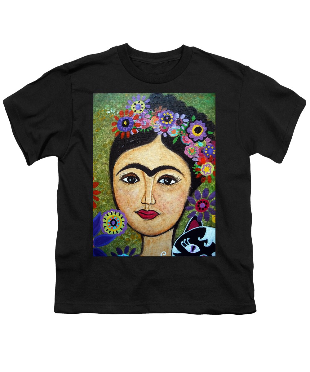 Frida Youth T-Shirt featuring the painting Frida Kahlo #1 by Pristine Cartera Turkus