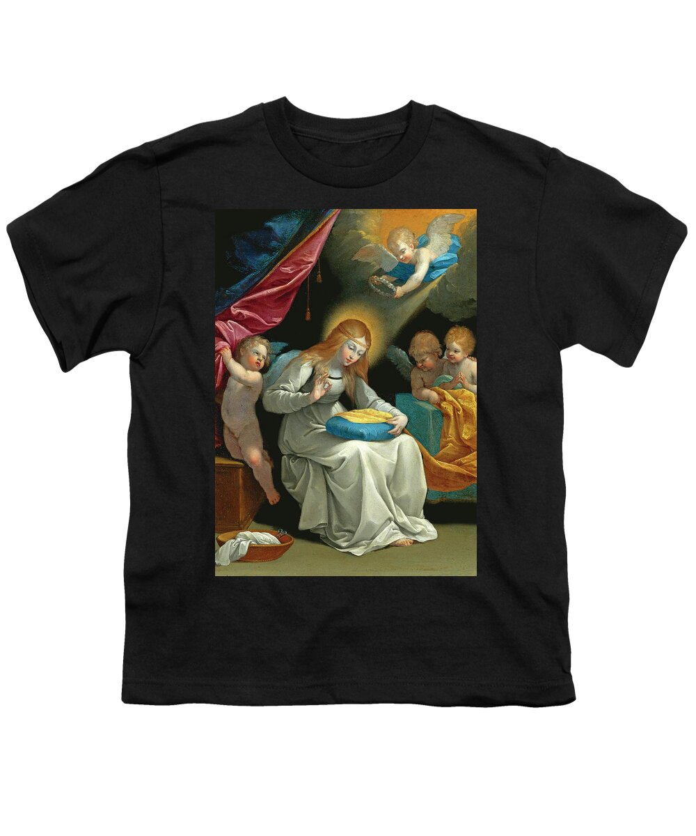Mary Youth T-Shirt featuring the painting Mary Angels #2 by Munir Alawi