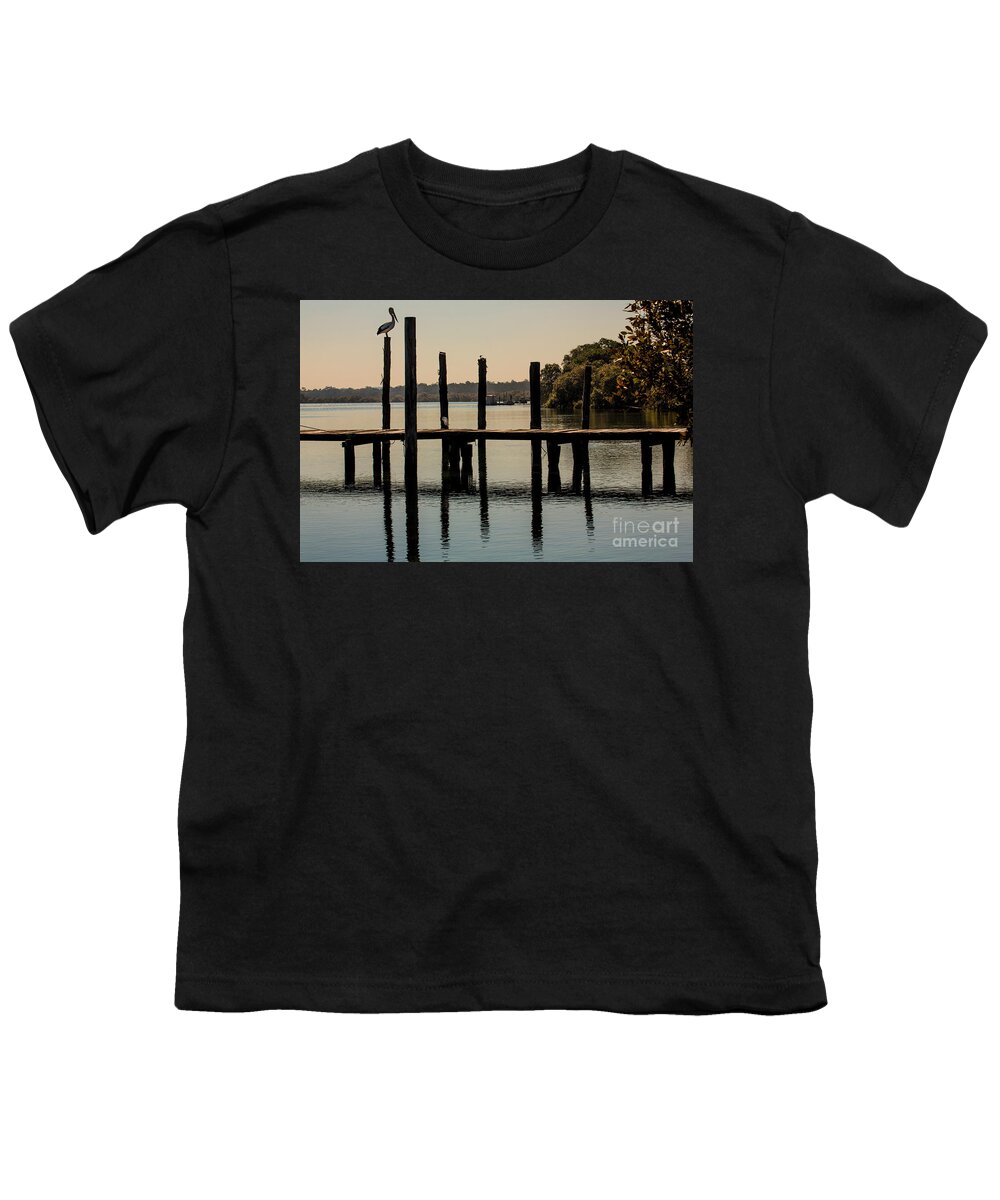 Australian White Pelican Youth T-Shirt featuring the photograph Pelican on post #1 by Sheila Smart Fine Art Photography