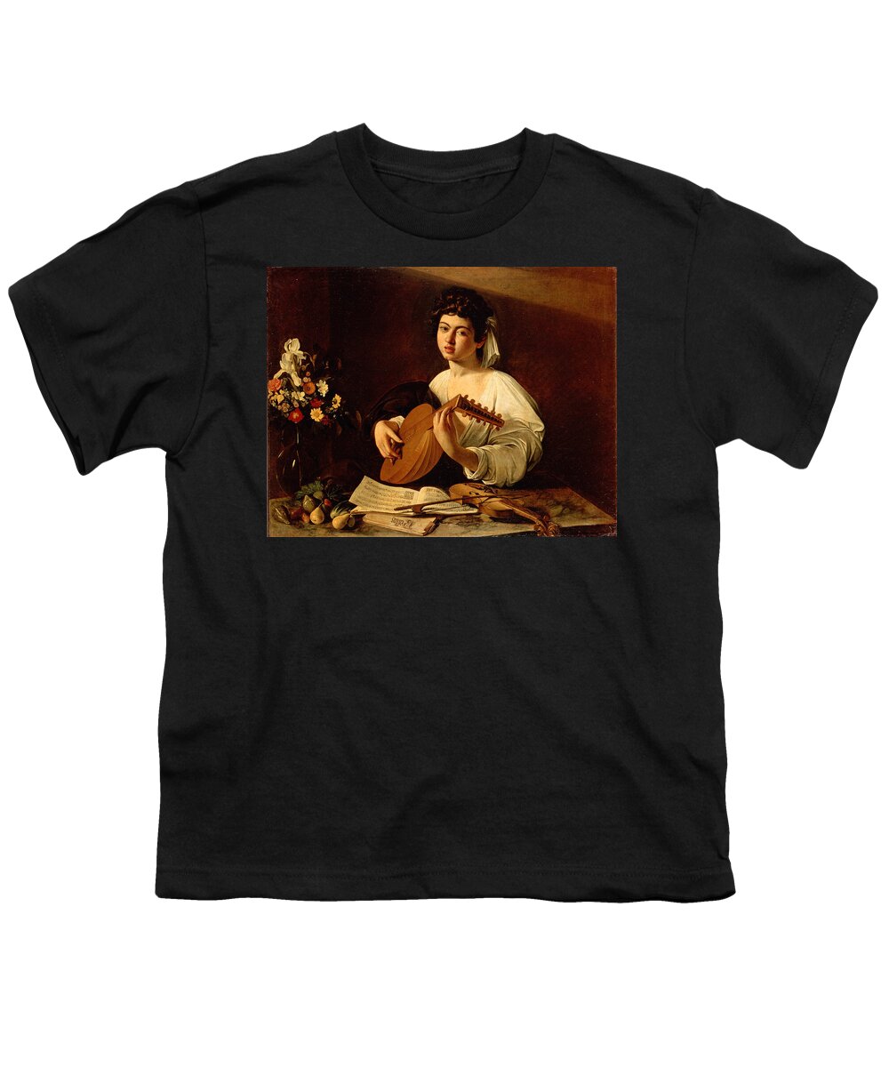 Caravaggio Youth T-Shirt featuring the painting The Lute-Player #7 by Caravaggio