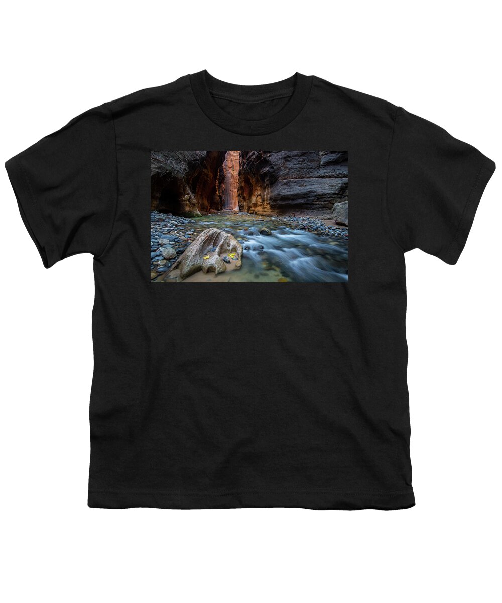 Utah Youth T-Shirt featuring the photograph Zion Narrows by Wesley Aston