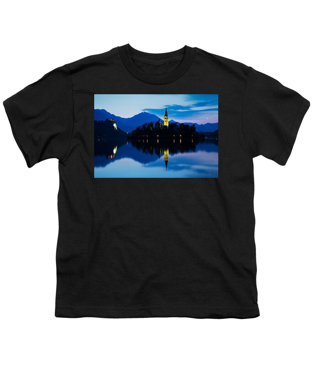 Bled Youth T-Shirt featuring the photograph Dawn breaks over Lake Bled #10 by Ian Middleton
