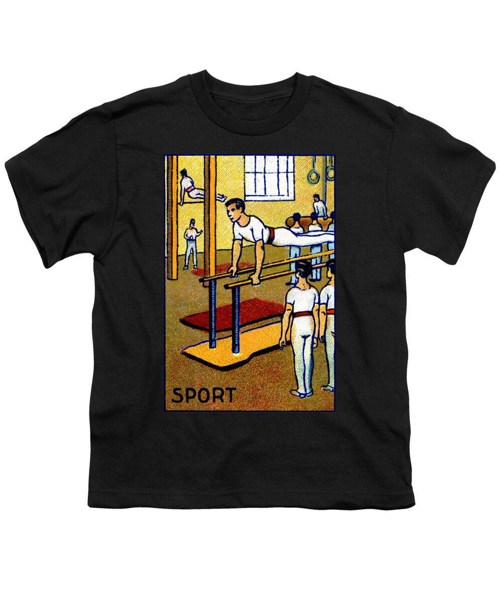 Mens Gymnastics Youth T-Shirt featuring the painting 1910 Men's Gymnastics  by Historic Image