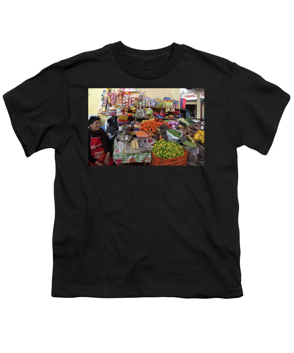 Chachapoyas Youth T-Shirt featuring the digital art Chachapoyas Market #2 by Carol Ailles