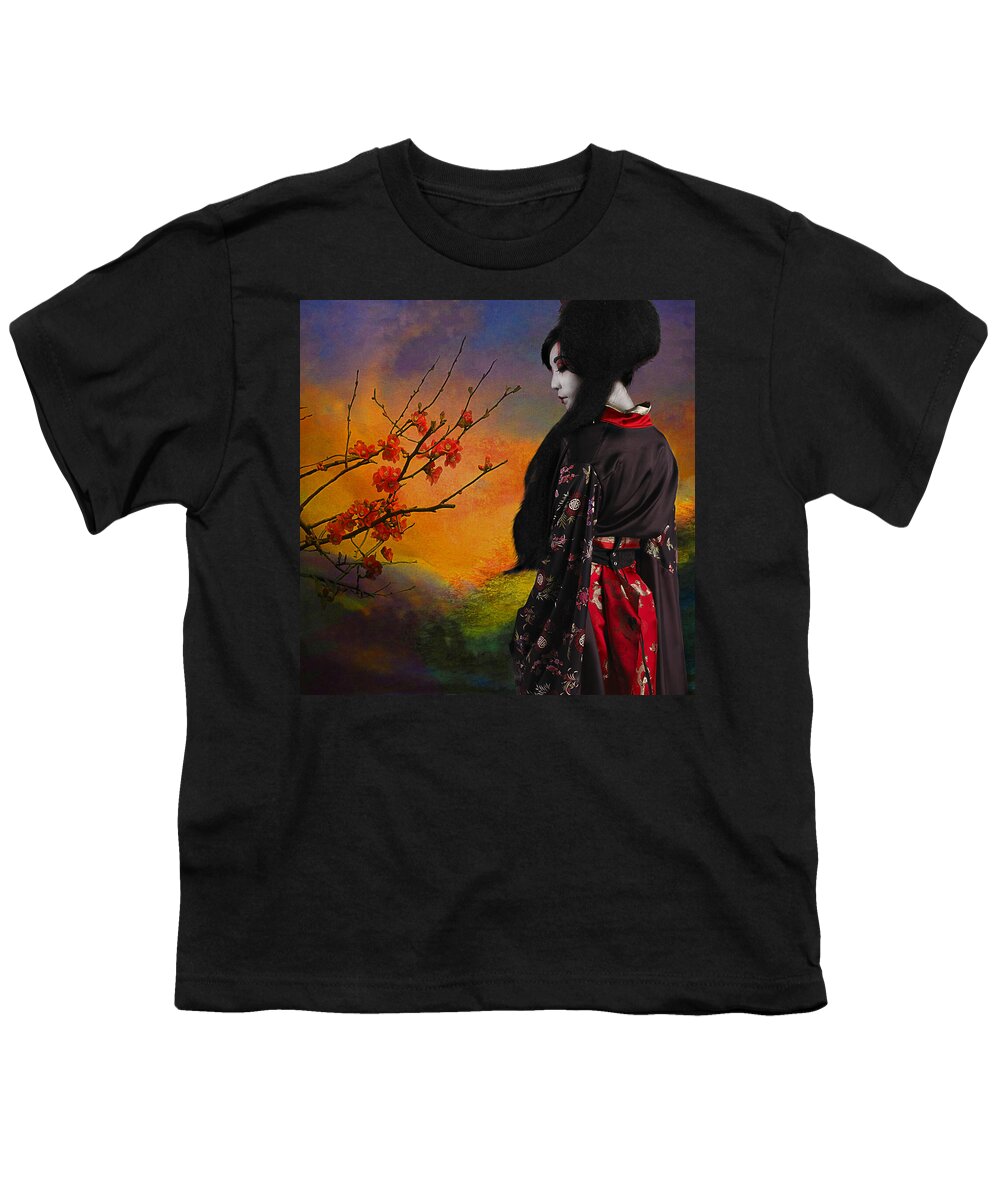 Geisha Youth T-Shirt featuring the photograph Geisha with Quince by Jeff Burgess