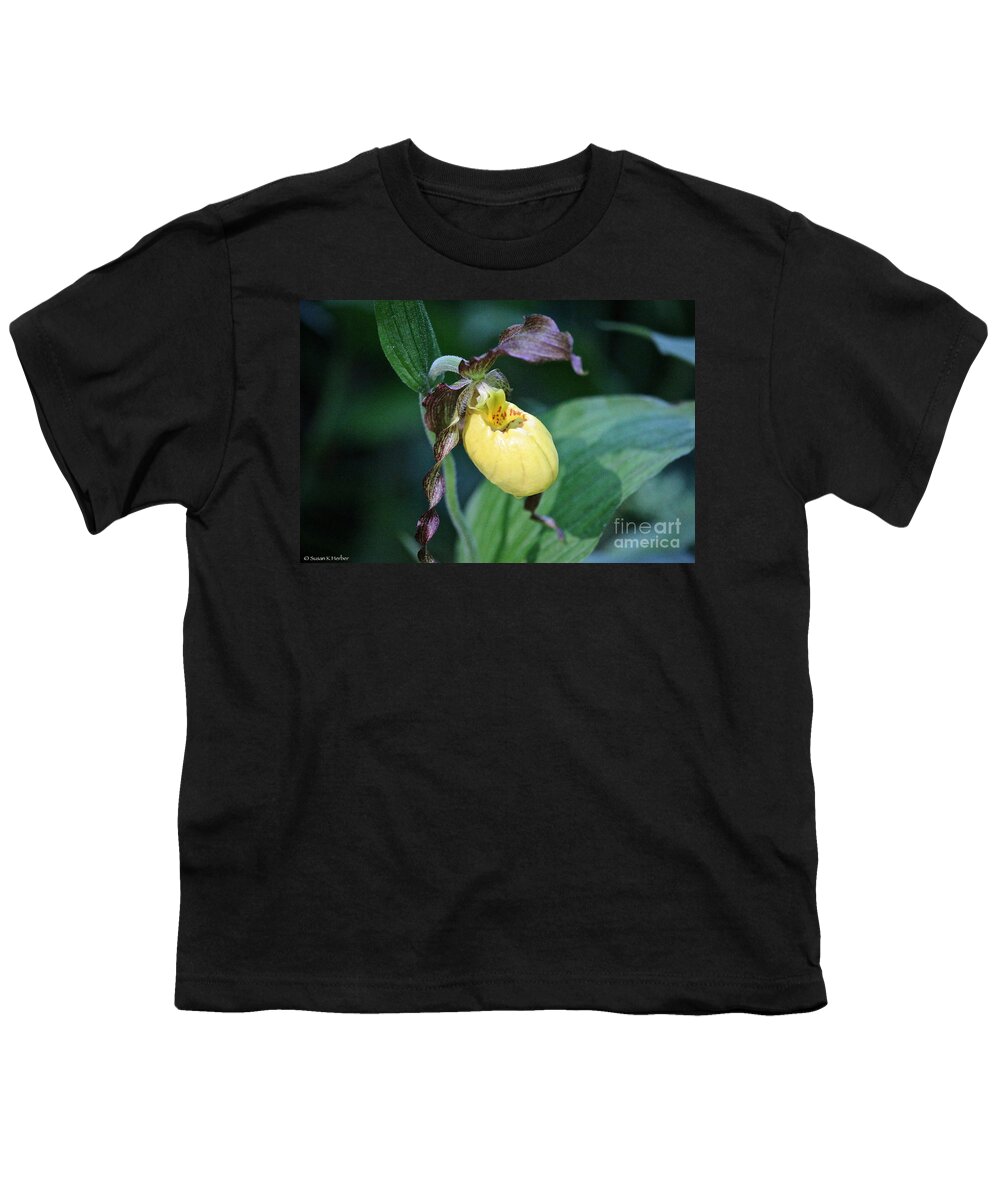 Flower Youth T-Shirt featuring the photograph Sunny Slipper Tear by Susan Herber