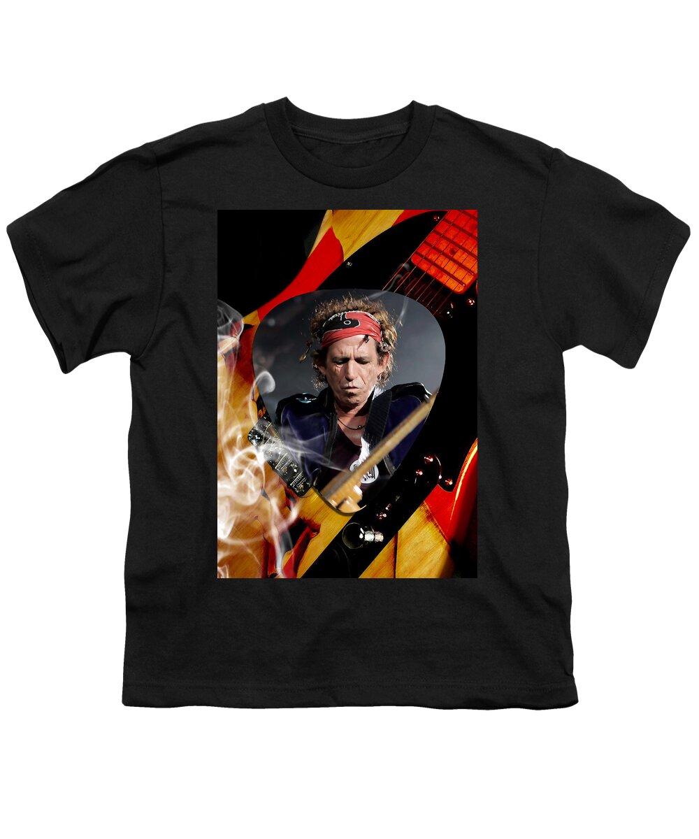 Keith Richards Youth T-Shirt featuring the mixed media Keith Richards Art #5 by Marvin Blaine