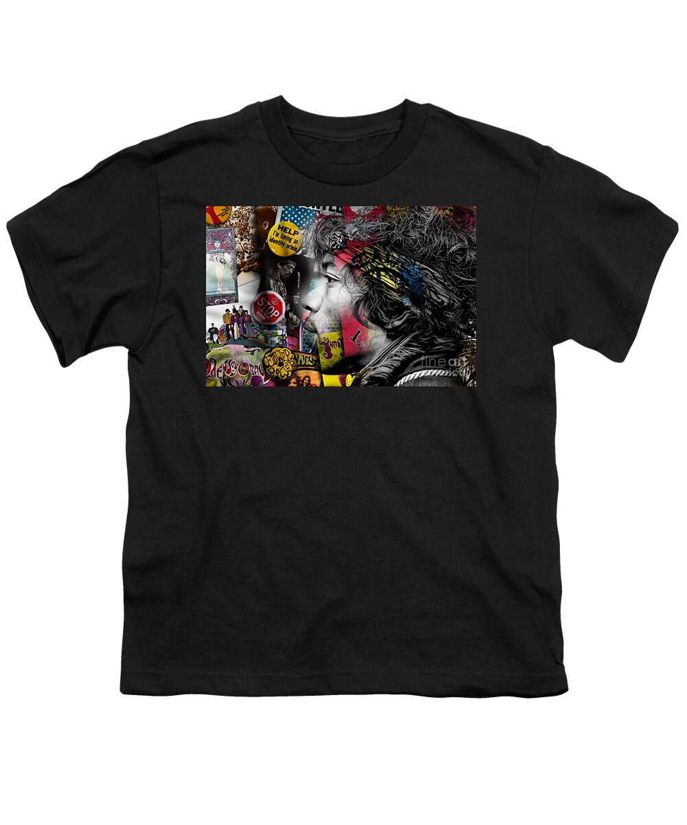 Jimi Hendrix Youth T-Shirt featuring the mixed media Jimi Hendrix Collection #64 by Marvin Blaine