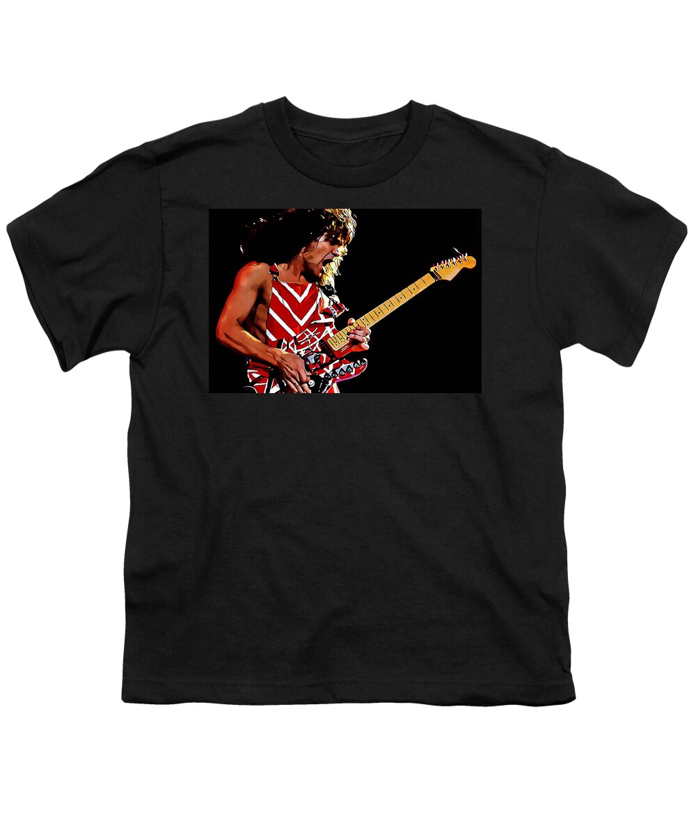Eddie Van Halen Youth T-Shirt featuring the mixed media Eddie Van Halen Art #4 by Marvin Blaine