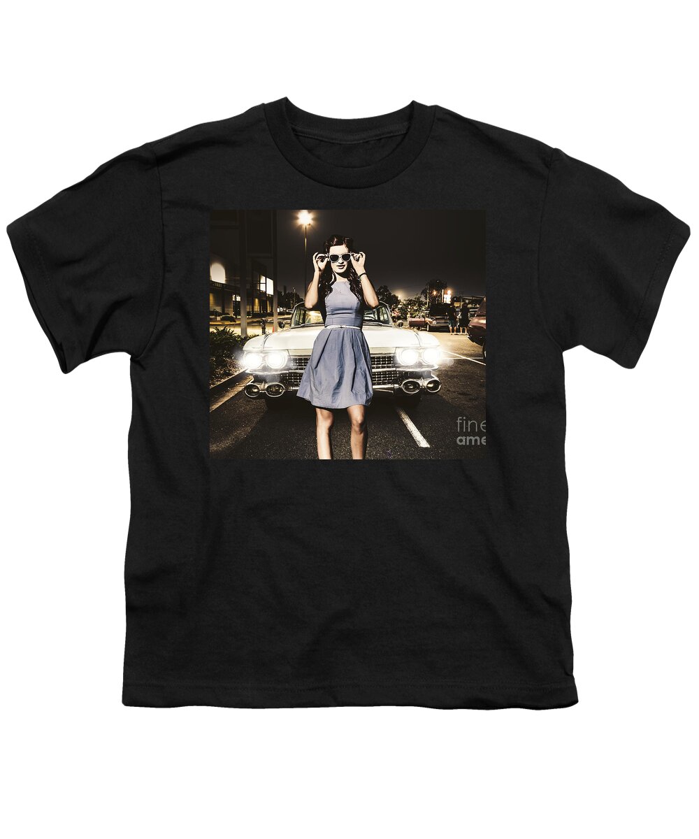 Rockabilly Youth T-Shirt featuring the photograph 60s American car culture by Jorgo Photography