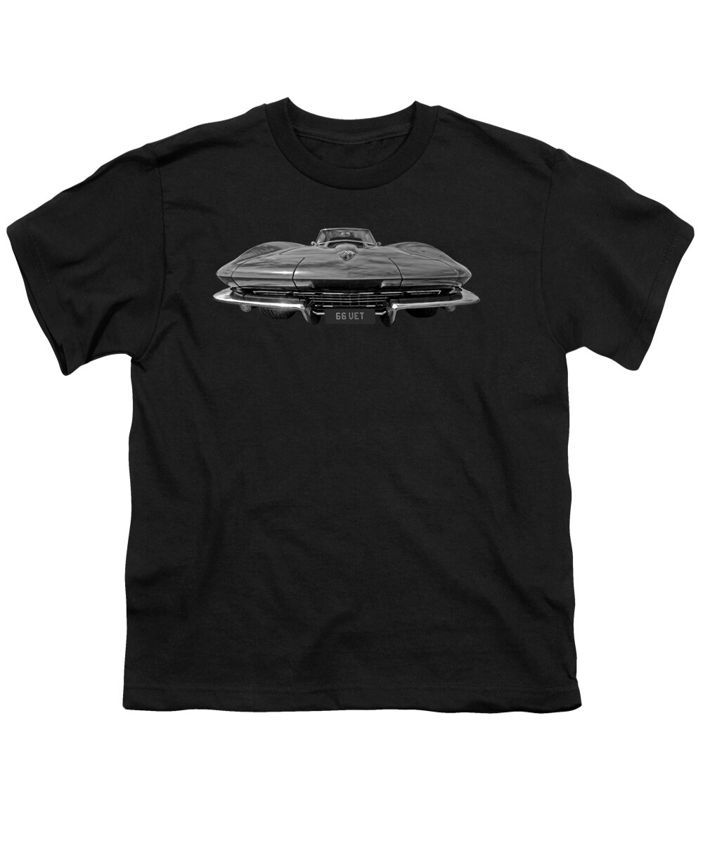 Corvette Stingray Youth T-Shirt featuring the photograph 66 Vette Stingray in Black and White by Gill Billington