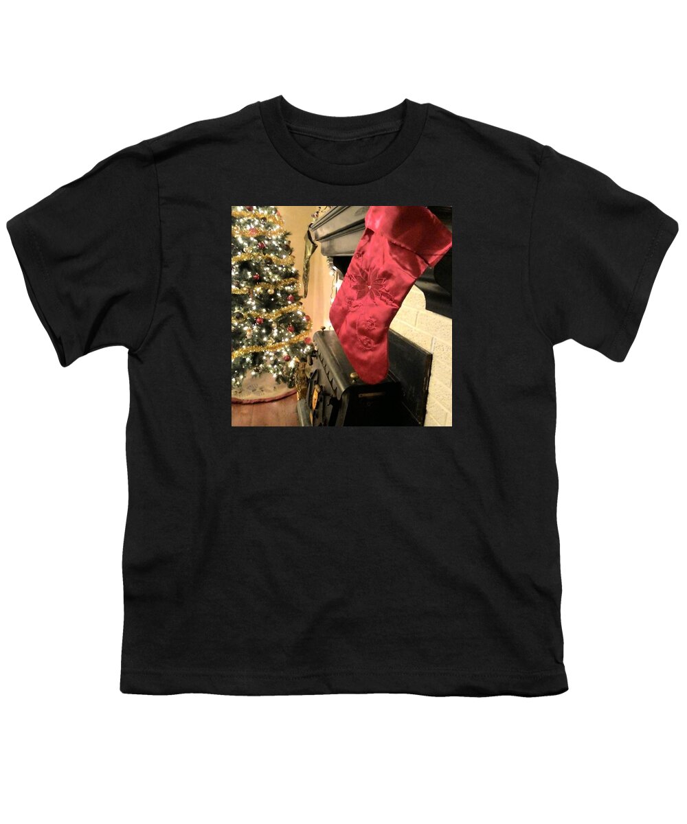 Stocking Youth T-Shirt featuring the photograph The Stockings Were Hung... by Heather Snyder