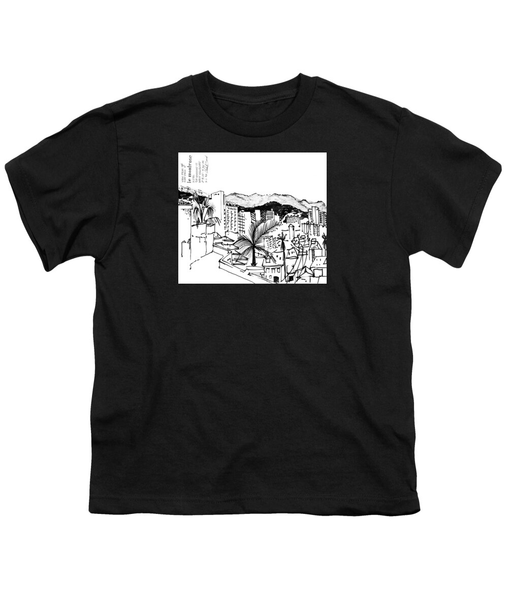 Sustainability Youth T-Shirt featuring the drawing 9.7.Big-City-2-detail-c by Charlie Szoradi