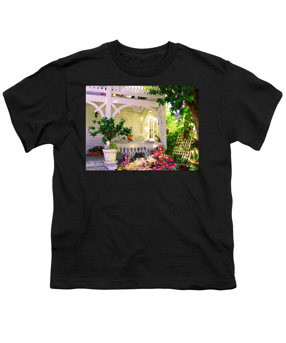 Porch Youth T-Shirt featuring the painting A Key West Porch by David Van Hulst