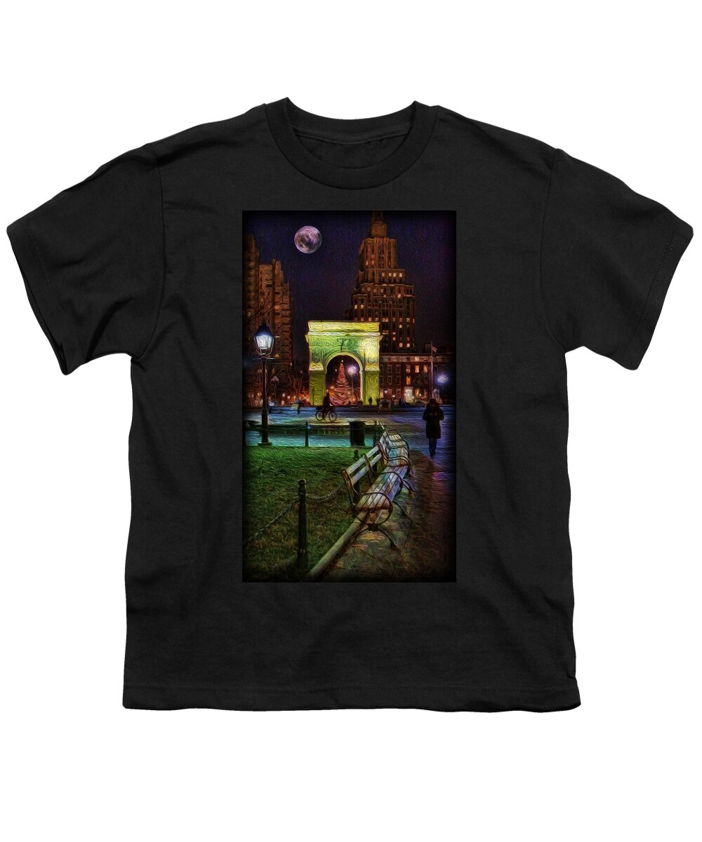 A Walk In The Park Youth T-Shirt featuring the photograph A Walk in Washington Square by Lee Dos Santos