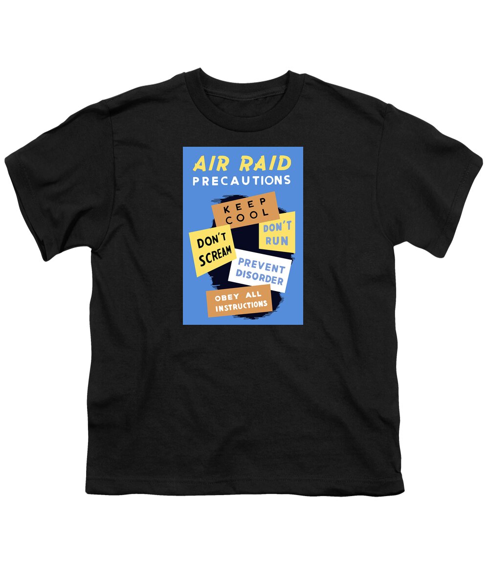 Wwii Youth T-Shirt featuring the mixed media Air Raid Precautions - WW2 by War Is Hell Store