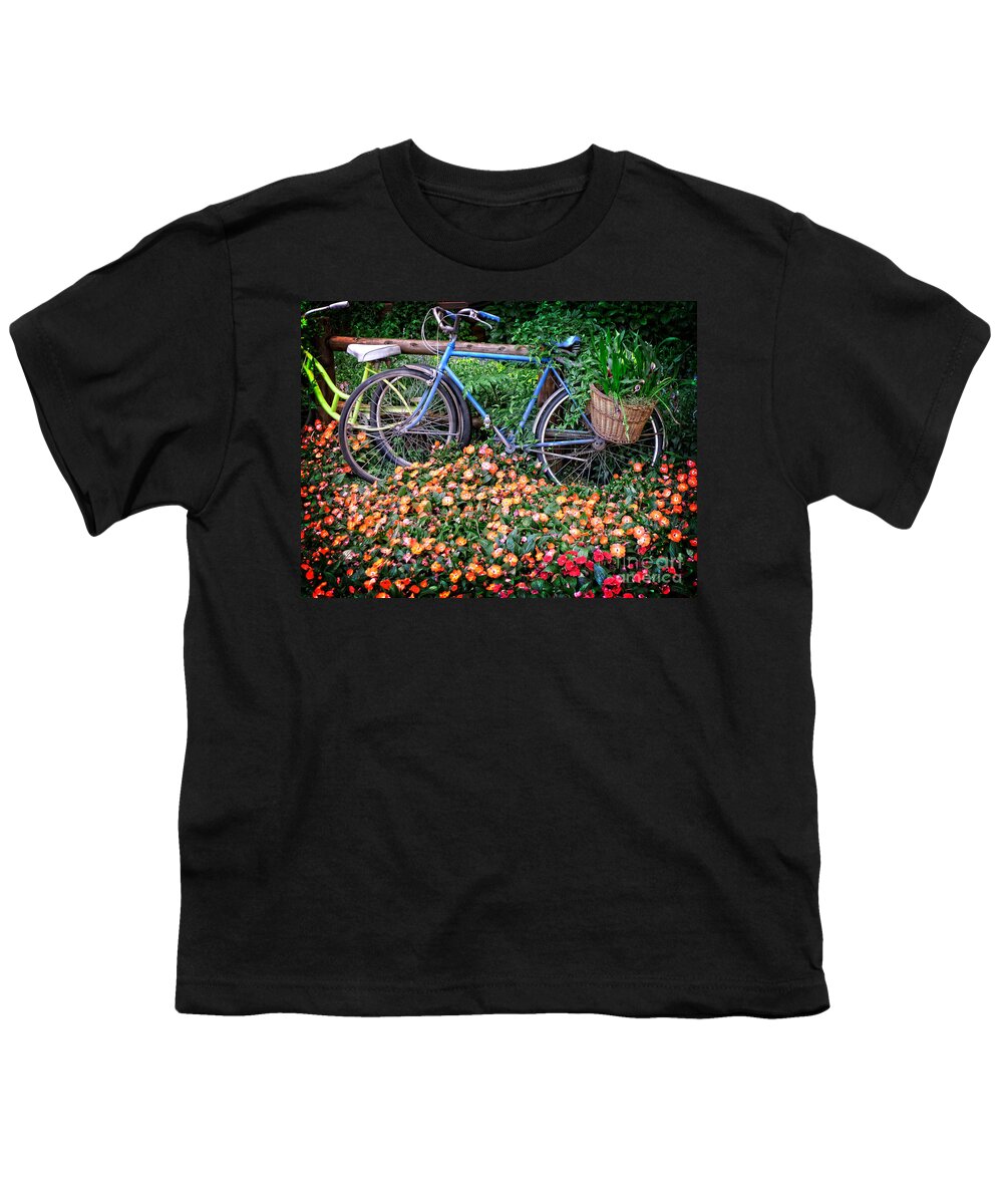 Bikes Youth T-Shirt featuring the photograph Among the Flowers by Edward Fielding