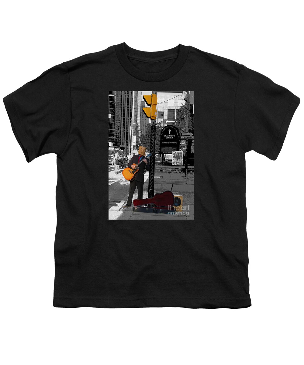 Busker Youth T-Shirt featuring the photograph Anonymous Guitar Player by Nina Silver