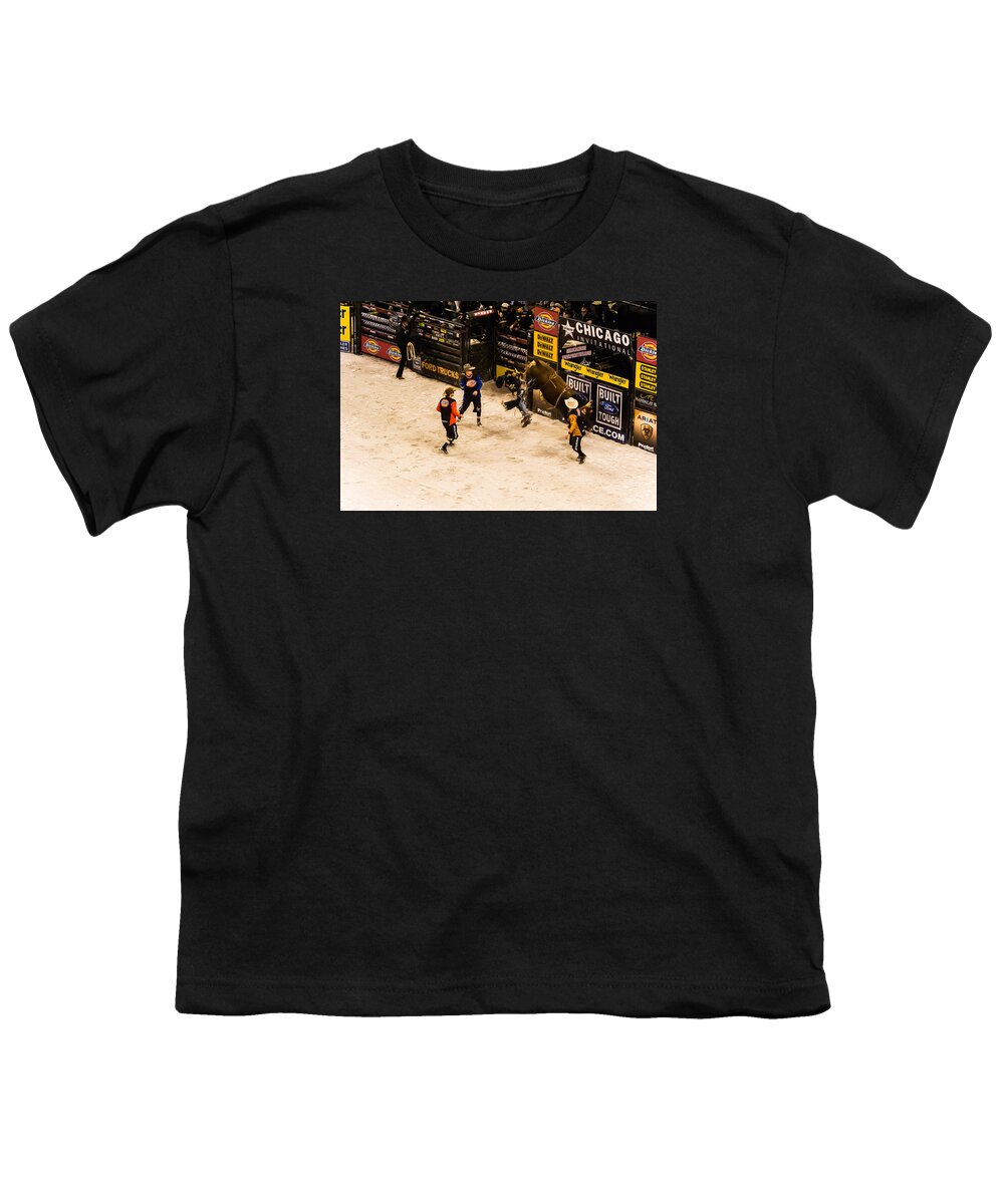 Bull Riding Youth T-Shirt featuring the photograph Another one bites the dust by Charles McCleanon