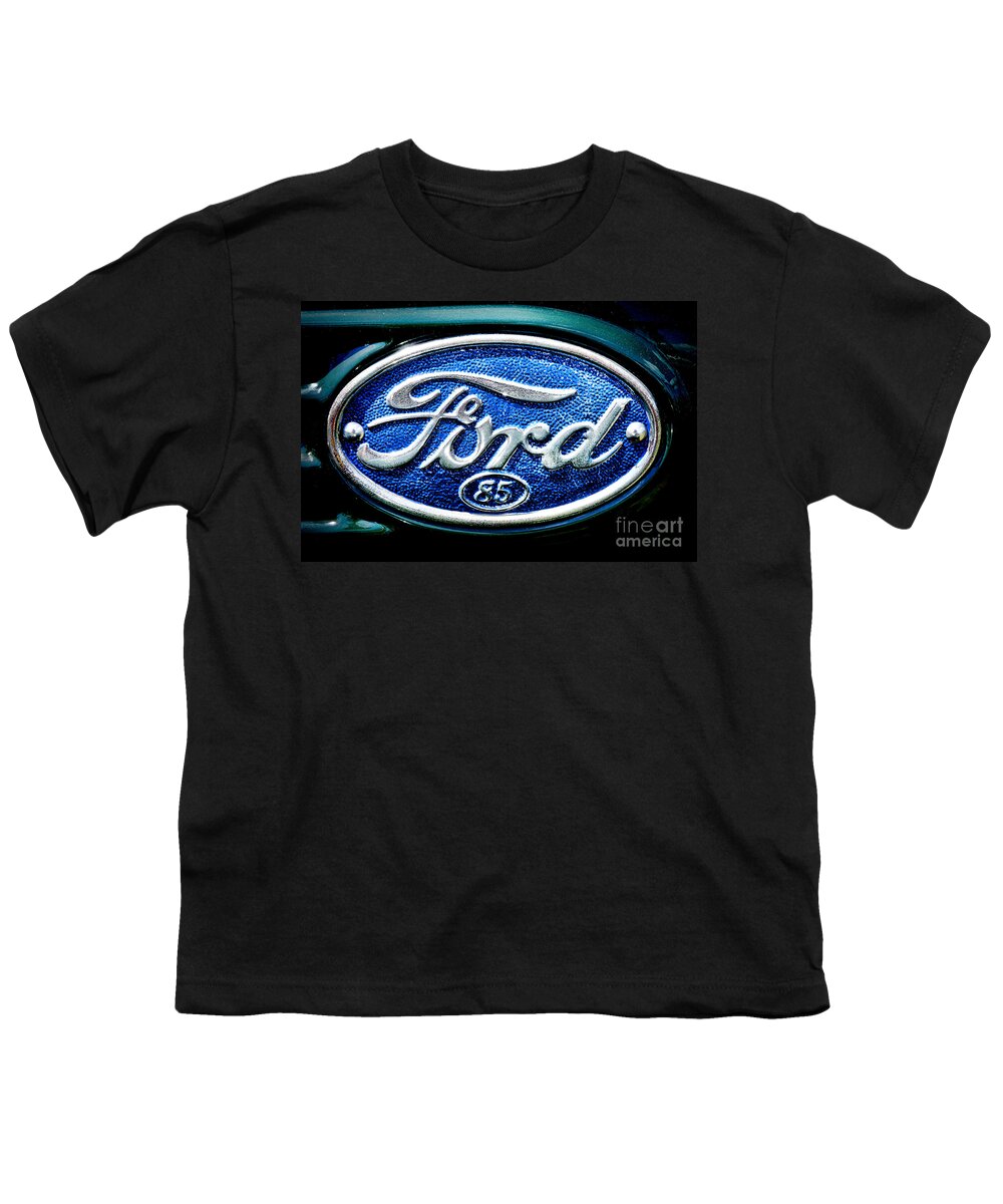 1939 Youth T-Shirt featuring the photograph Antique Ford Badge by Olivier Le Queinec