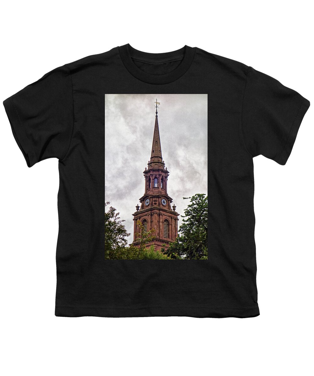 Arlington Youth T-Shirt featuring the photograph Arlington Street Church Steeple by Robert Meyers-Lussier