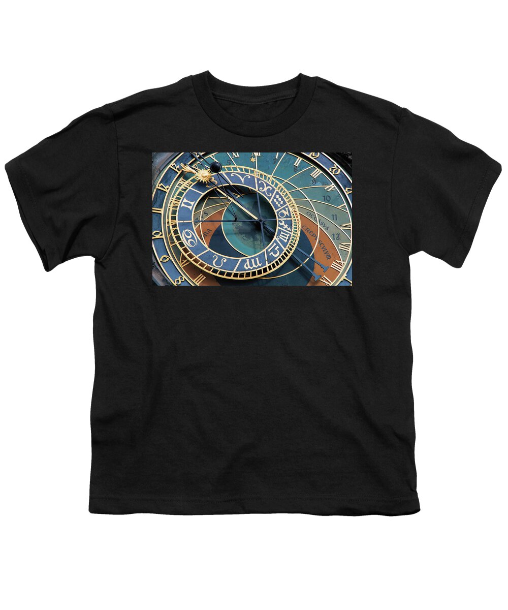 Prague Youth T-Shirt featuring the photograph Astronomical Clock by Nancy Dunivin