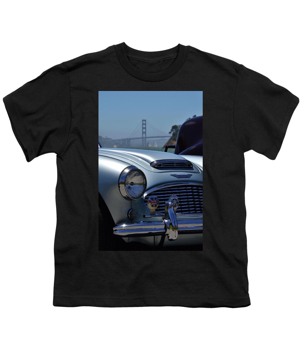  Youth T-Shirt featuring the photograph Austin Healey and Golden Gate Bridge by Dean Ferreira