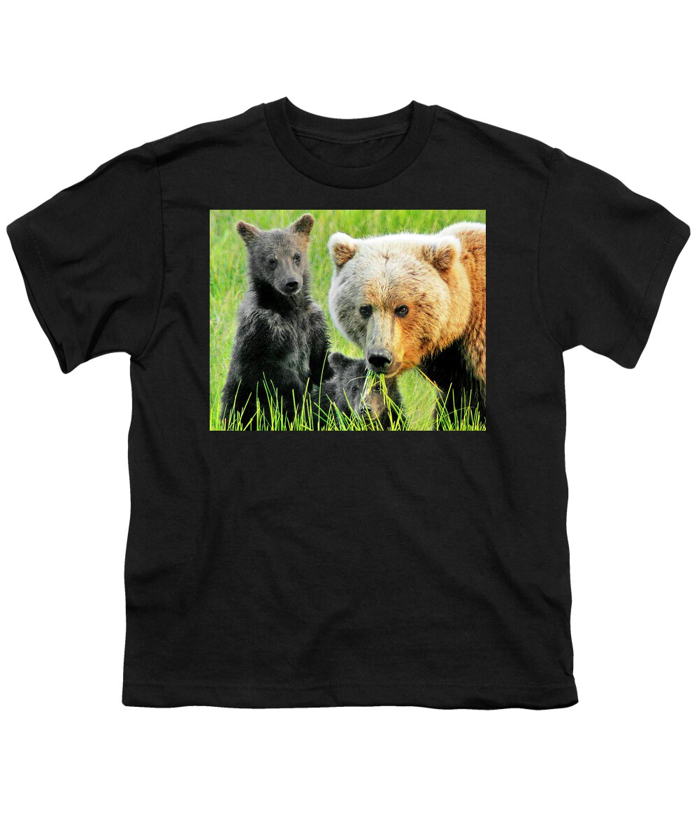 Grizzly Youth T-Shirt featuring the photograph Bear Family Portraait by Ted Keller