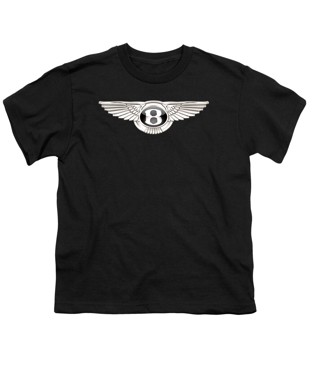 'wheels Of Fortune' By Serge Averbukh Youth T-Shirt featuring the photograph Bentley - 3 D Badge On Black by Serge Averbukh