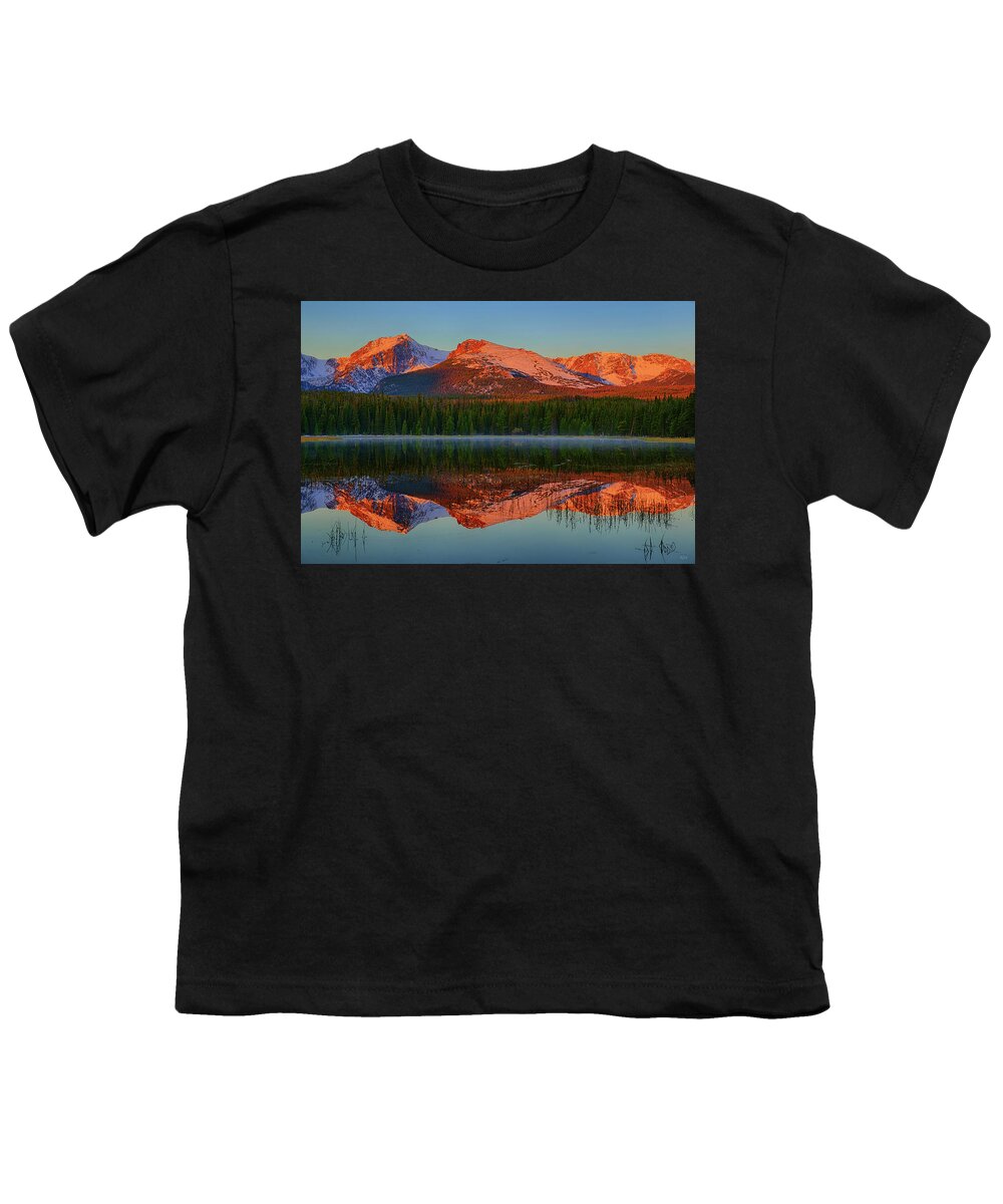 Bierstadt Lake Youth T-Shirt featuring the photograph Bierstadt Alpenglow by Greg Norrell