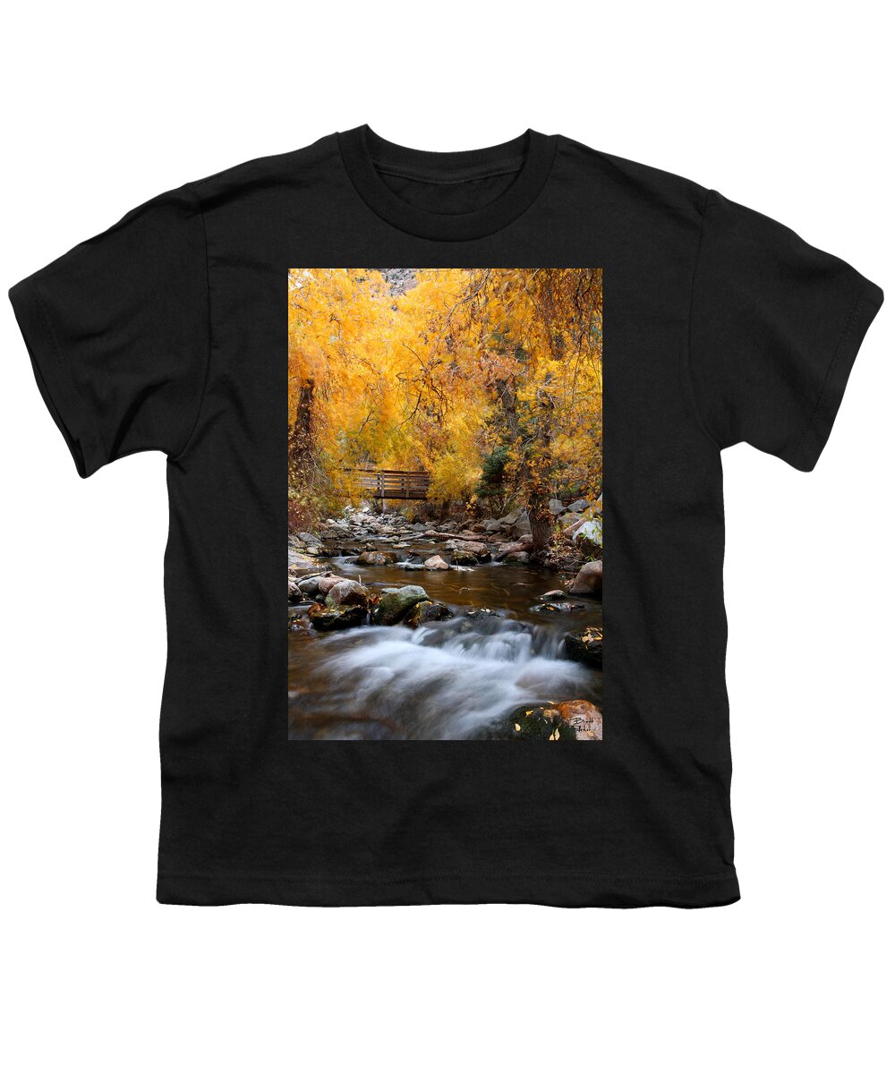 Autumn Youth T-Shirt featuring the photograph Big Cottonwood Creek in Fall by Brett Pelletier