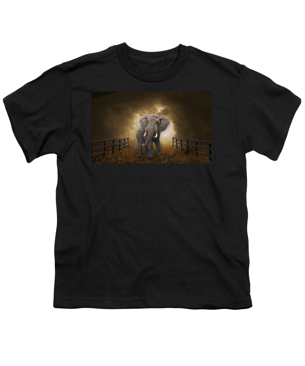 Elephant Youth T-Shirt featuring the mixed media Big Entrance Elephant Art by Marvin Blaine