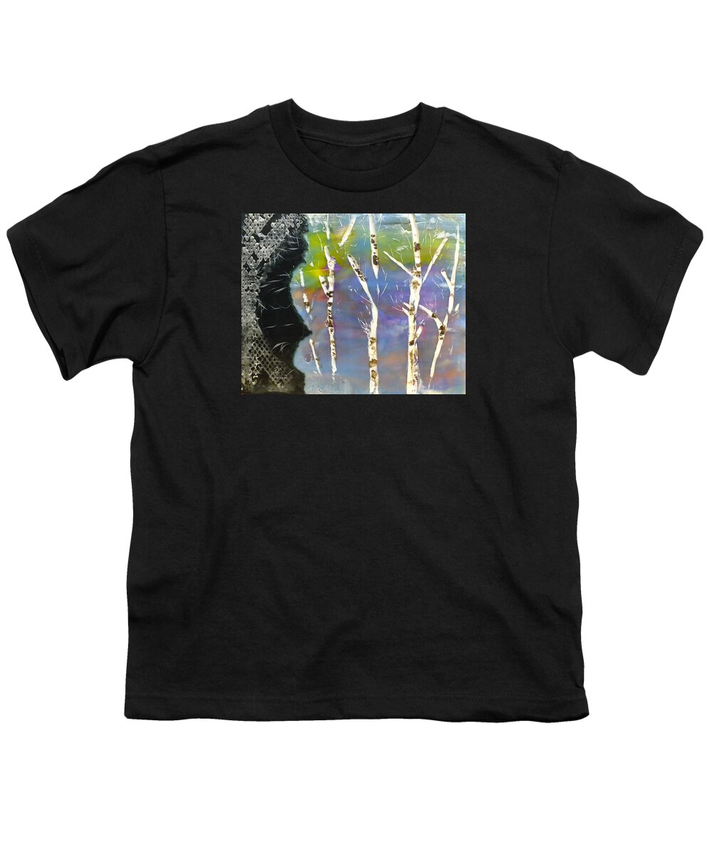 Beeswax Youth T-Shirt featuring the painting Birches in Wax by Peggy King