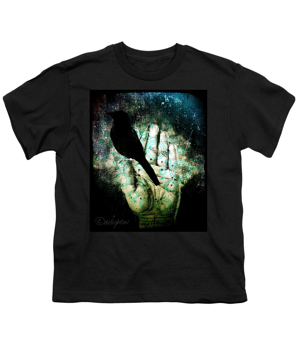 Brow Youth T-Shirt featuring the digital art Bird In Hand by Delight Worthyn